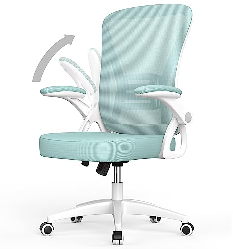 naspaluro Sedia da Ufficio, Sedia Ufficio Ergonomica, Poltrona Ufficio con 90° Bracciolo Regolabile, Sedia scrivania Traspirante con Supporto Lombare, Verde