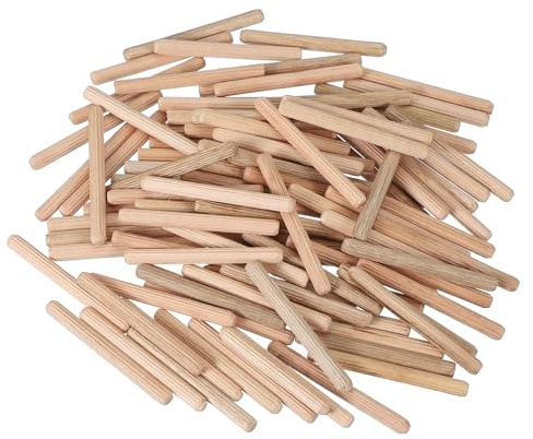 PATIKIL Träpluggar stift 6 mm x 60 mm (1/4 tum x 2-3/8 tum) rak trästång för träräfflade pluggar för hantverksmöbler gör-det-själv träräv 100