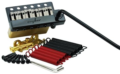 Guyker gitarr Tremolo bro strängavstånd 10,5 mm med mässingsrullsadel och mässingsblock och fjäder och klo, pop-in vibratstång, komplett installationssats, GG1009AB-T svart
