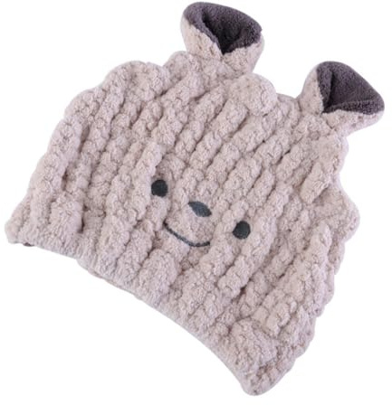 jojofuny Gorro Absorbente para Secar el Cabello de Ñiño Gorro de Toalla Rápido y Suave Tamaño Pequeño para Diseño Sonriente Color Café Leche Adecuado para Baño y Secado Rápido