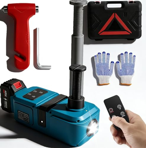 Cric elettrico da 21 V, 5 T, per batteria Makita da 21 V (senza batteria), set di cambio pneumatici senza fili con luce LED, set di cric portatile per auto, SUV, MPV e pickup (altezza di sollevamento