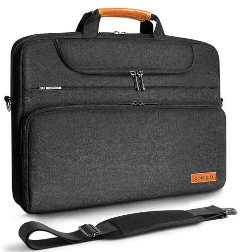 DOMISO 18 inch Laptop Bag Case Sleeve,Waterproof Business Briefcase Messenger Shoulder Bag for Lenovo LG Acer HP Dell MSI Alienware,Black
