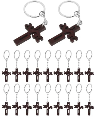 DOITOOL 20 st. dopkors i trä - nyckelring | Träkorshänge i trä - kristna gåvor | Naturlig mini-träberlock för nattvardsfirande eller religiösa evenemang