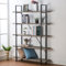 HSH 5-Shelf Vintage Industrial Rustic Bookshelf, Wood and Metal Bookcase, Open Etagere Book Shelf, Gray Oak