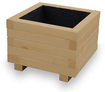Alfalux Hochbeet Blumenkasten aus Holz Pflanzkübel Garten Balkon Terrasse Eiche AB40KAN4030EI 40 x 40 x 30H cm mit 1 x Wasserablauf