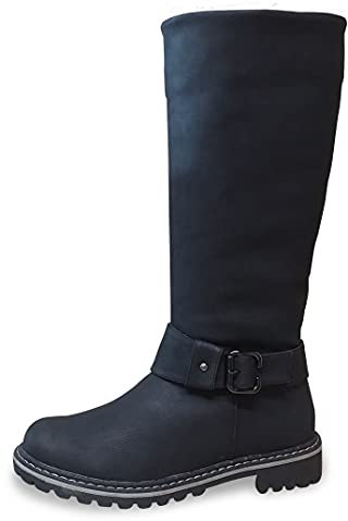 Queentina Damen Stiefel Stiefeletten warm gefüttert - Winterstiefel Boots Reißverschluss - Schneestiefel Schuhe Schnee Winter - ST81 Schwarz Größe 38
