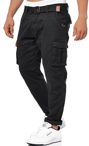 Indicode Hommes Mathen Cargo Pants | Pantalon Cargo composé à 98% de Coton. Ceinture