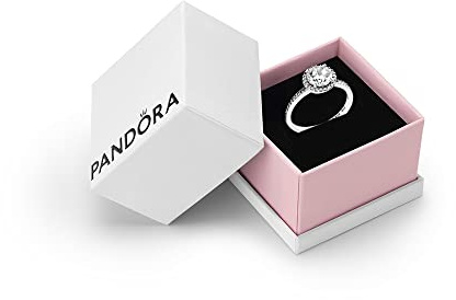 PANDORA Timeless Round Sparkle Halo Ring | Sterling Silver Halo Ring, Round Cubic Zirconia Cocktail Stone, Hand-Finished 925 Silver Vintage-Inspired Gift