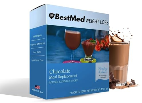 BestMed Chocolate Shake & Pudding Mix, 7ct - Meal Replacement - Keto