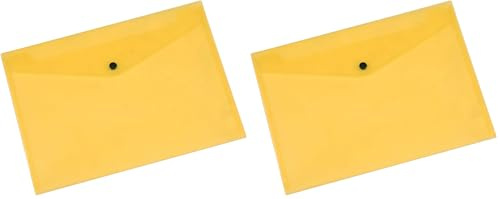Envelope Wallet Q-CONNECT Press Stud PP A4 172 Micron Transparent Yellow/Document Archiving/Type-Envelope/Kind-Press Stud/Index-N.a. / Pockets-N.a. / Material-PP/Dividers-1 / Coating-N.a. (Pack of 2)