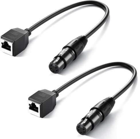 NEEWER 5 Pin DMX XLR Buchse auf RJ45 Buchse Kabel, 2 Pack RJ45 auf 5 Pin XLR Adapter, NUR für TL60/TL90C/TL120C RGB Röhren Lichtwand und DMX512 Konsole Lichtsteuerung, 1ft/35cm, NC007