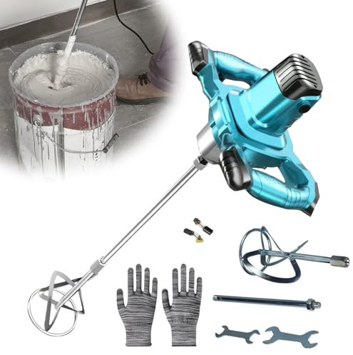 Mélangeur de Peintures et de Mortiers, 3100W Malaxeur Électrique, Malaxeur à Béton Réglable à 6 Vitesses, Interrupteur Blocable, Pour Mélanger la Peinture, Boue de Ciment, Béton, Mortier, Fourrage