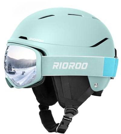 RIOROO Skidhjälm, skidhjälm för män och kvinnor, för barn, snowboardhjälm med justerbara ventilationsöppningar, kompatibel med skidglasögon, snowboard, snöskoter och skidåkning, storlek L/M/S