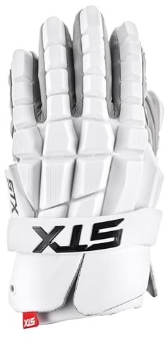 STX LZR Lacrosse Gloves, Medium, White, Pair