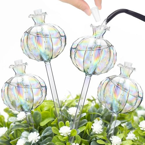 CaiYuanGJ 4 Pezzi Globi per Irrigazione delle Piante, Globo di Irrigazione di Vetro, Sfere di Irrigazione per Piante, Globi Autoirriganti per Piante, per Piante di Irrigazione, Fiori (Multicolore)