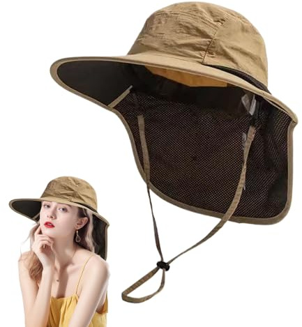 Sombrero de Sol, Visera Ajustable con Solapa para el Cuello, Sombrero de protección Transpirable refrescante para Mujeres y Hombres, Actividades al Aire Libre, Senderismo, Pesca, Correr
