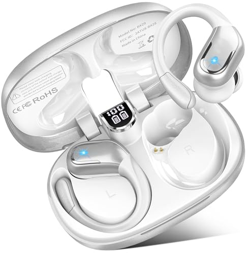 Cuffie Bluetooth Sport, Auricolari Bluetooth 5.4 HiFi Stereo, 75 Ore Cuffie Wireless Cancellazione Rumore, IPX8 Impermeabile Cuffiette Bluetooth, Ricarica Rapida USB-C, Cuffie Senza Filo LED Display
