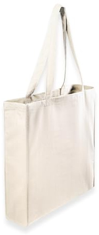 Wonky Line Bolsa Tote de Lona Algodón 300g/m² - Bolso Reutilizable Grande con Fuelles Laterales y Asas Largas 70cm - Bolsa Compra Ecológica Lavable 38x42x10cm - Natural