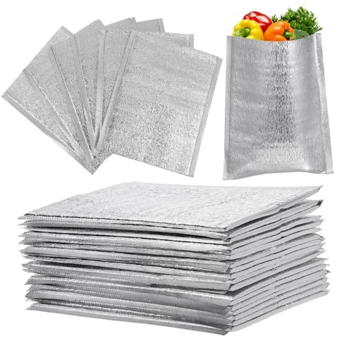 CIYODO Thermal Box Liners Aluminum Foil Insulation Bags 20pcs Reusable Waterproof Lunch Food Storage for Food and Grocery Shopping