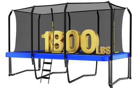 Zupapa 1800LBS Weight Capacity Rectangle Trampoline 10x17 9X15 8X14FT Outdoor Square Gymnastics Trampolines with 10-Year Quality Assurance for Kids Adults Large Big Rectangular Trampolin