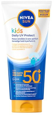 NIVEA SUN Crème Solaire Quotidienne Kids FPS50+ Enfant 100 ml | Protection Visage et Corps, Avec Panthénol Vitamines E et C, Absorption Rapide, Résistante à l'Eau, Peaux Sensibles
