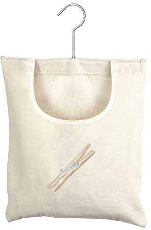 Whitmor Canvas Clothespin Bag Hanging Storage Organizer
