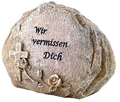 Adornos conmemorativos para tumba (polipiedra, 15 cm, texto en oración) Wir vermissen Dich (60166)