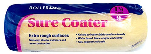 RollerLite 9SC125 Sure Coater High Density Polyester Standard Roller Cover for Extra Rough Surfaces, 9-Inch x 1 1/4-Inch NAP