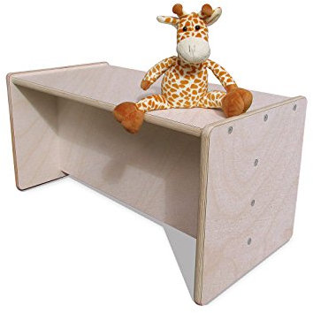 Die Schreiner - Christoph Siegel Eli-Kids 2mount - Mesa reversible para niños y niñas, banco, natural y blanco, madera, natural, taburete de madera, mesa infantil para niños pequeños, grupo de asientos de madera