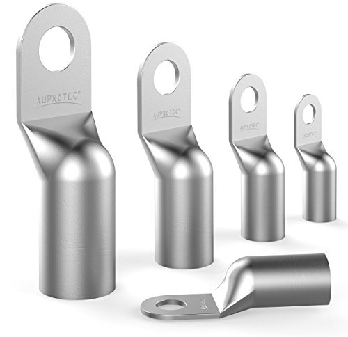 AUPROTEC 4x Cable Lugs 1,5 mm² AWG 16 hole M5 uninsulated SC Copper Tube Ring Terminals Crimp Lugs copper-tinned Electrical-Connectors