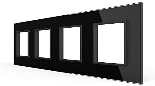 Nur Glasblende 4 Fach VL-C7-SR/SR/SR/SR-12-A Schwarz Steckdose Glasrahmen Glas Blende