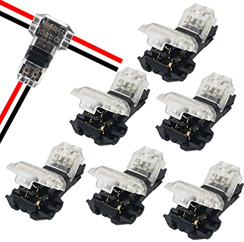 CTRICALVER Double T-type wiring connector Wiring branch connector Easy and quick wiring installation Branch Wiring Low Voltage Electronic T tap connectors [Set of 6]