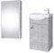 Planetmöbel Badmöbel Set Gäste WC Komplettset aus Waschtischunterschrank mit Keramikwaschbecken & Spiegelschrank, Farbe Beton