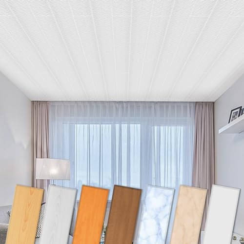 HEXIM Deckenpaneele aus XPS 100x16,7cm - Moderne Deckenverkleidung aus Styropor Kunststoff (10 Quadratmeter P-100.W) Wandplatten feuchtraumgeeignet