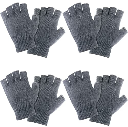 Guantes sin Dedos 4 Pares de Guantes Térmicos Elásticos Tejidos de Invierno