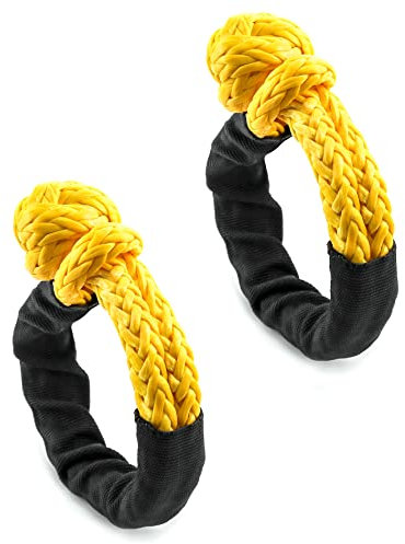 QWORK 2 Unidades Grillete sintético Suave, Grillete Soft de 1.2 x 50cm, 14T de Resistencia a la Rotura, para Actividades al Aire Libre, Mosquetón