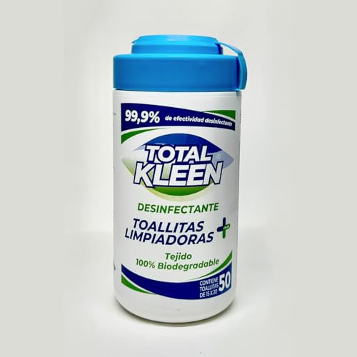 Toallitas húmedas TotalKleen - Material 100% biodegradable - Toallitas de limpieza multiusos perfectas para cualquier superficie - Envase 100% reciclable - Bote de 50 toallitas Desinfectantes