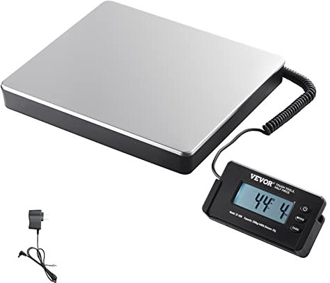 VEVOR Plattformwaage 150g-200kg Paketwaage 50g Genauigkeit Digitalwaage kg/lbs/lbs:oz Zählwaage 309x262x45mm ABS Edelstahl Tara-Funktionen AC/DC-Netzteil Industriewaage Briefwaage Waage