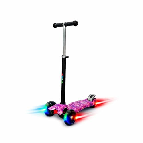 Patinete de 3 Ruedas ATAA Flash - Rosa - Patinete para niños de 3 Ruedas, Patinete Infantil con Luces, Patinete de 3 Ruedas con Manillar Ajustable, Giro por Gravedad, de 2 a 9 años