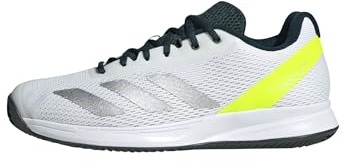 adidas Homme Courtflash Speed 2 Mens Tennis Shoes Chaussures, Cloud White/Silver Metallic/Lucid Lemon, 40 2/3 EU