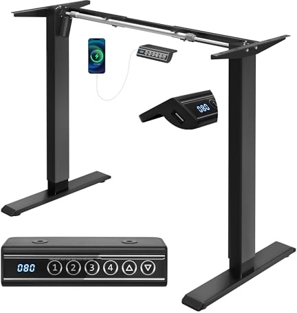 WOLTU Marco de Mesa Elevable, Estructura de Escritorio Elevable Eléctrico, Escritorio Regulable en Altura Ergonomica, Entre 72-120 cm, con Función de Memoria y Proteccion Anticolision, Negro