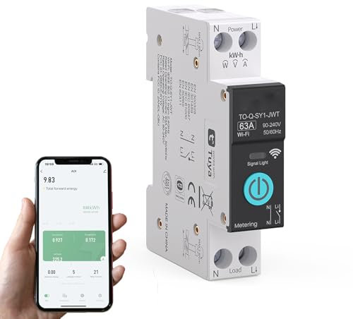 Weinsamkeit Interruptor Conectado, Control Remoto Inteligente de 16 A, Medición de Interruptor WiFi con, Control de voz y Grabación de Tiempo, Interruptor WiFi Inalámbrico para Hogar Inteligente