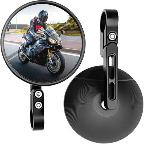 2 Stück Motorrad Spiegel E24 Geprüft für Lenkerdurchmesser von 22mm und 25mm- Verstellbare Montage, 360° Drehung und 146° Neigungswinkel um den besten Blickwinkel zu erhalten sicheres Fahren