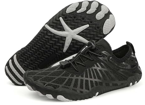 Scarpette da Mare, Scarpe da Scoglio Uomo e Donna, Unisex Scarpette Acquatiche Sportive Water Barefoot Shoes per Scogli Traspiranti Pianta Larga per Arrampicata Surf Spiaggia Nere 38