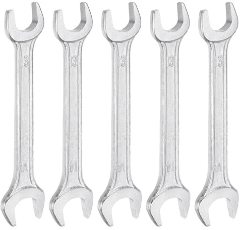 QUARKZMAN 5 Pezzi Chiave A Doppia Estremità Aperta 13mm x 14mm Metrica Angolo Di Inclinazione Di 15 Gradi Chiave A Testa Piatta Piccola Chiave Aperta Zincata Auto Montaggio Mobili