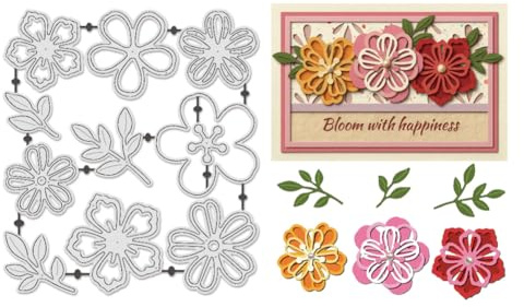 UNICRAFTALE 11 Pièces Dies De Découpe Métalliques Fleurs Printanières Pour Cartes Gabarits 3D Feuilles Florales Stencils Gaufrage Pour DIY Album Photo Décoration Scrapbooking
