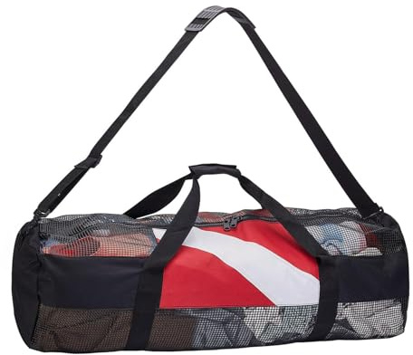 Borsa subacquea a rete – 95 x 34 x 34 cm, tasca a rete per attrezzatura subacquea con cerniera, attrezzatura da immersione pieghevole | ispessita e ad asciugatura rapida per sport acquatici, nuoto
