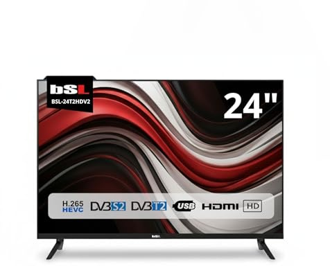 Téléviseur 24 Pouces BSL-24T2HD Téléviseur LED HD 1366x768 | 60 Hz | USB | DVBT2 HD HEVC | DVB-S2 | | HDMI