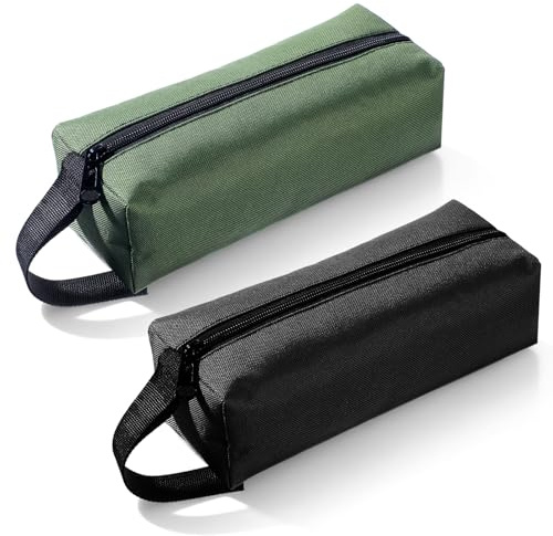 2 Pcs Canvas Tool Bag with Zipper Small Tool Bag Multi-Purpose Screwdriver Tools Bags Utility Bags for Organizer Storage (Navy Green, Black)