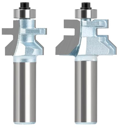 Fresa per scanalature, Set di 2 punte for fresa con scanalatura a V e linguetta abbinata gambo da 1/2 pollici(0.5in Shank)